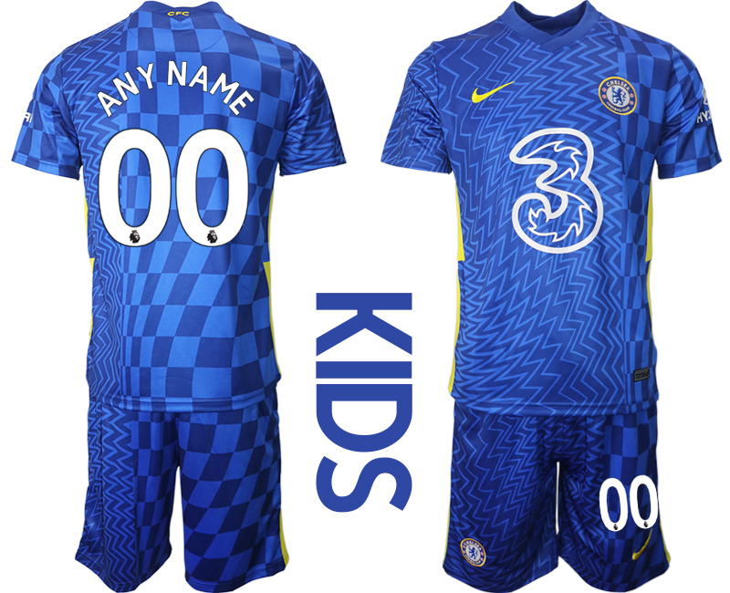 Youth 2021-2022 Club Chelsea FC home blue customized Nike Soccer Jersey->customized soccer jersey->Custom Jersey
